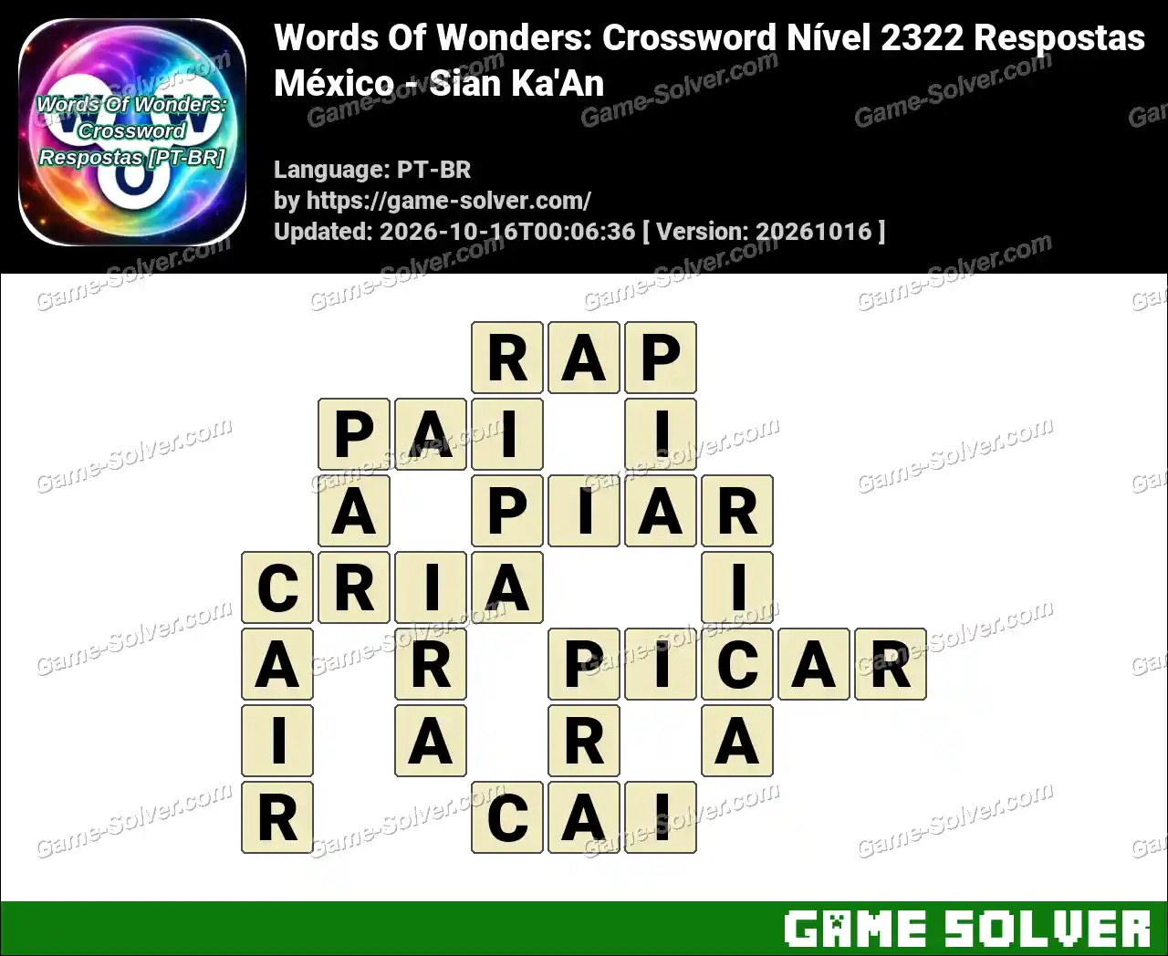 Words Of Wonders: Crossword Nível 2322 Respostas – México – Sian Ka’An